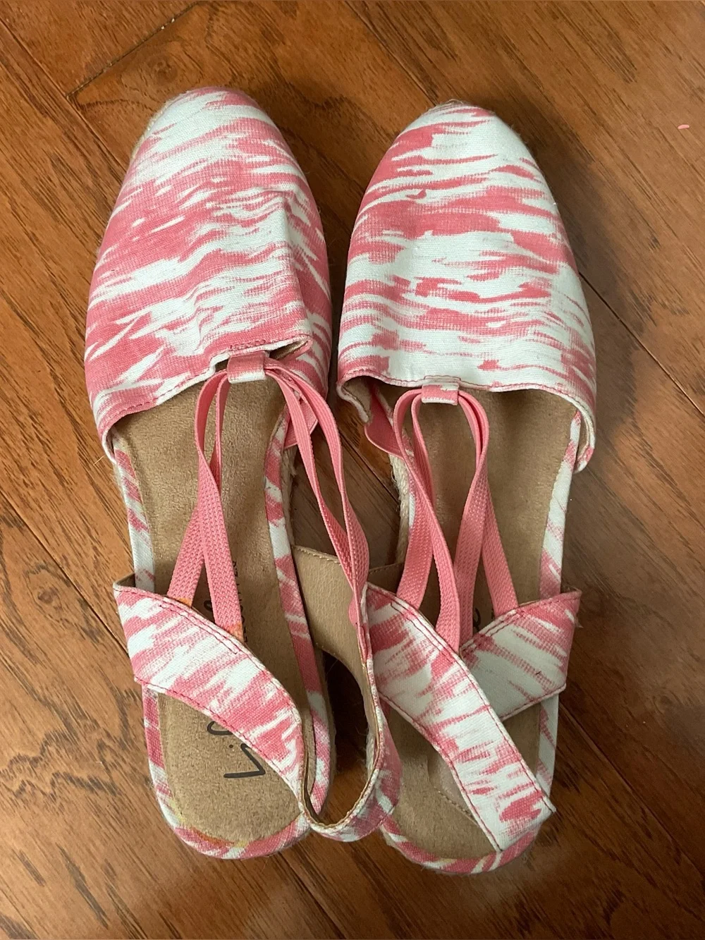Life Stride Velocity Katrina Pink, White Espadrille Wedge Sandals Size 9.5